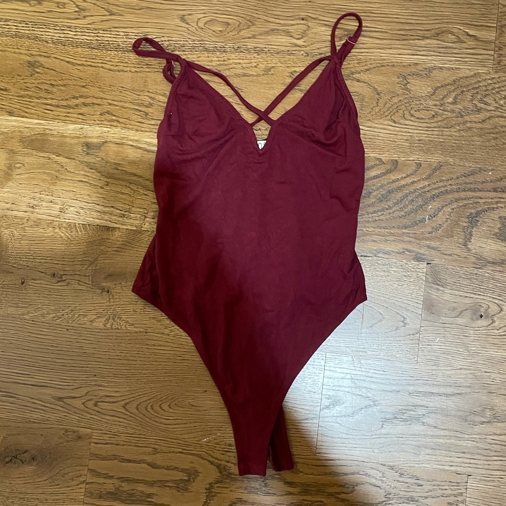 Tobi Bodysuit, Size Extra Small, Maroon Red